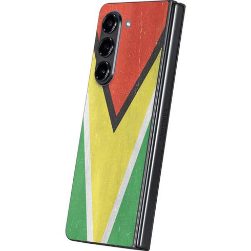 Guyana Flag Distressed Galaxy Z Fold5 5G Skin